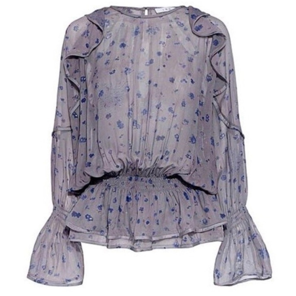 IRO Sheer Floral Ruffle Blouse - Purple - Picture 4 of 12